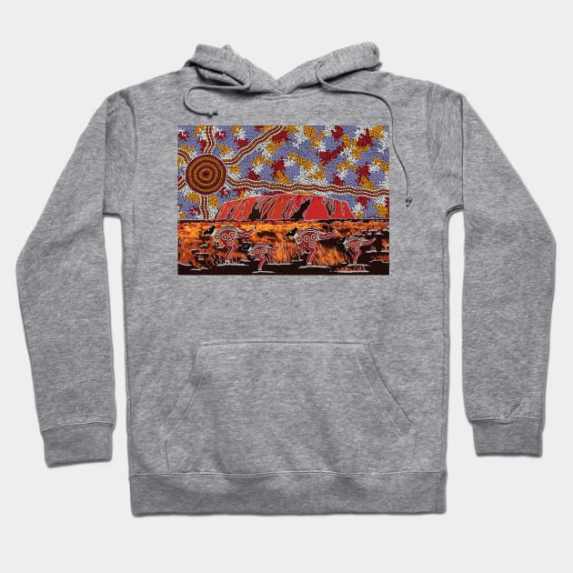 Aboriginal Art - Uluru Ayers Rock Hoodie by hogartharts